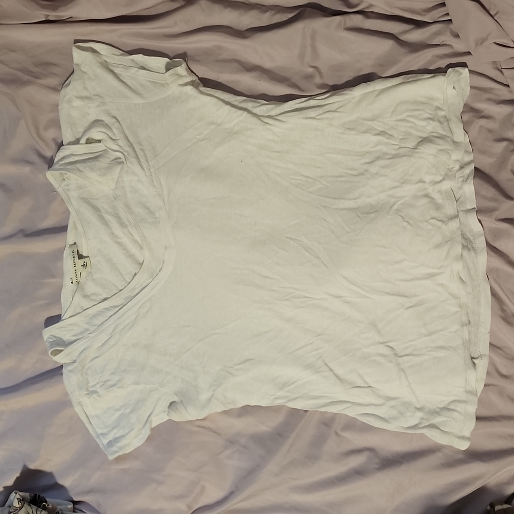 Banana republic s short cap sleeve tee shirt tank combo double layer plain white
